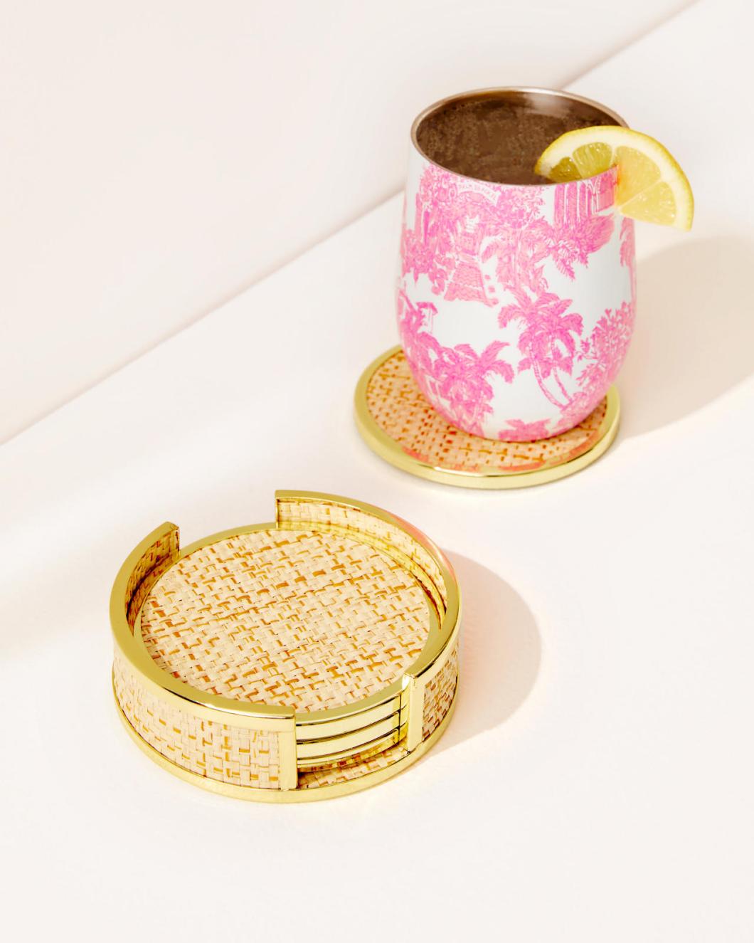 Lilly Pulitzer Coaster Set With Holder Natural | Women Tabletop