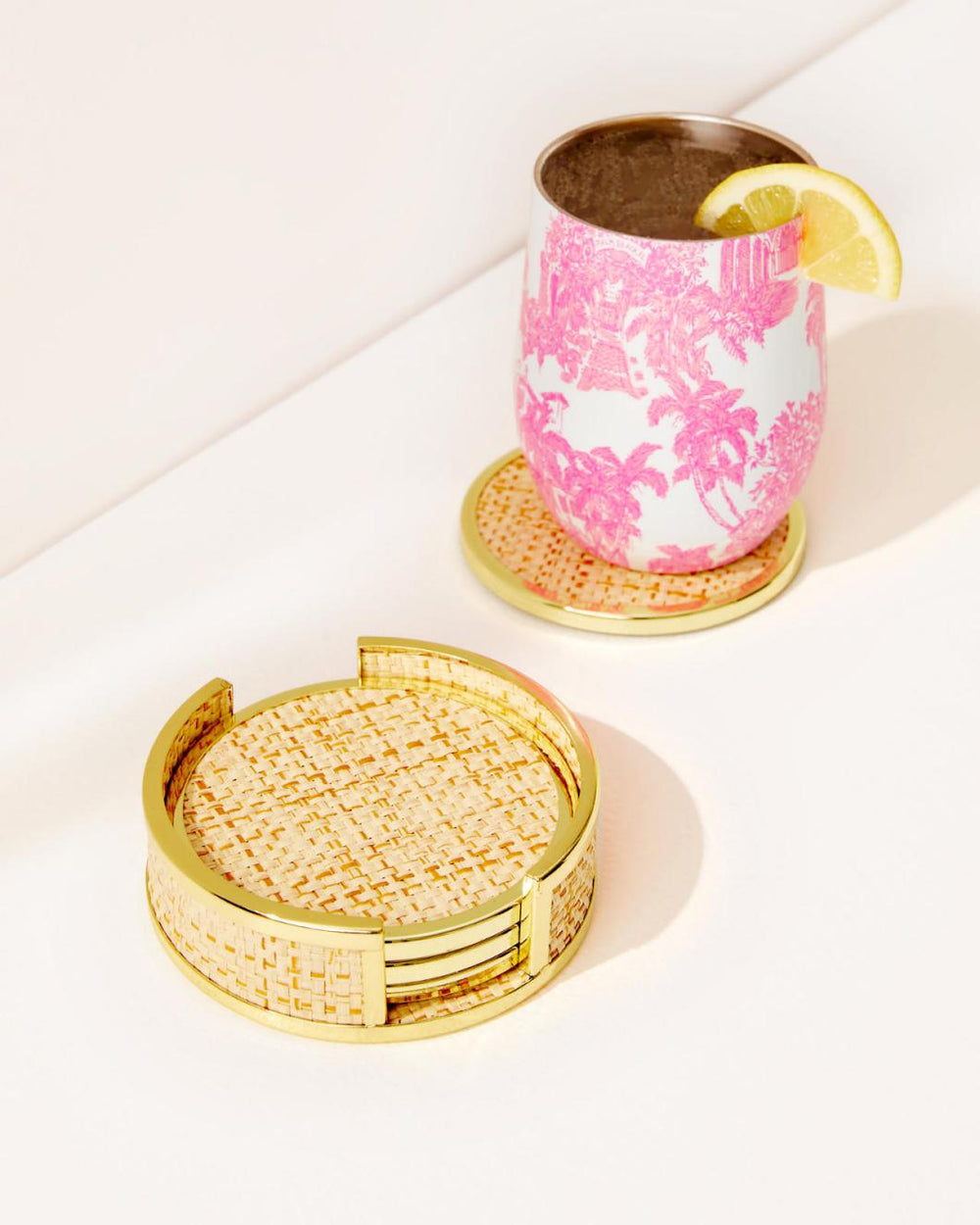 Lilly Pulitzer Coaster Set With Holder Natural | Women Tabletop