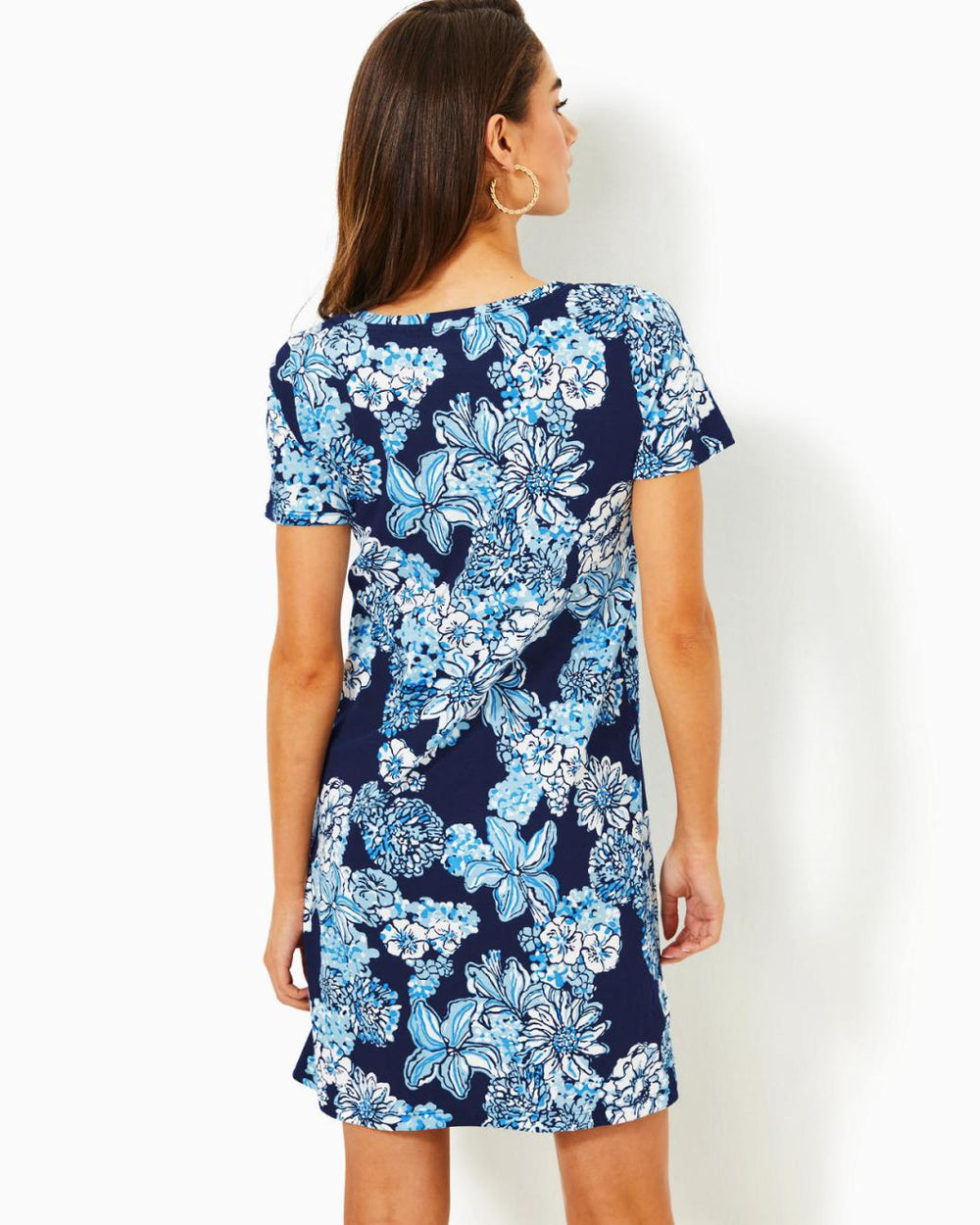 Lilly Pulitzer Cody T-Shirt Dress Low Tide Navy Bouquet All Day | Women Swing Dresses