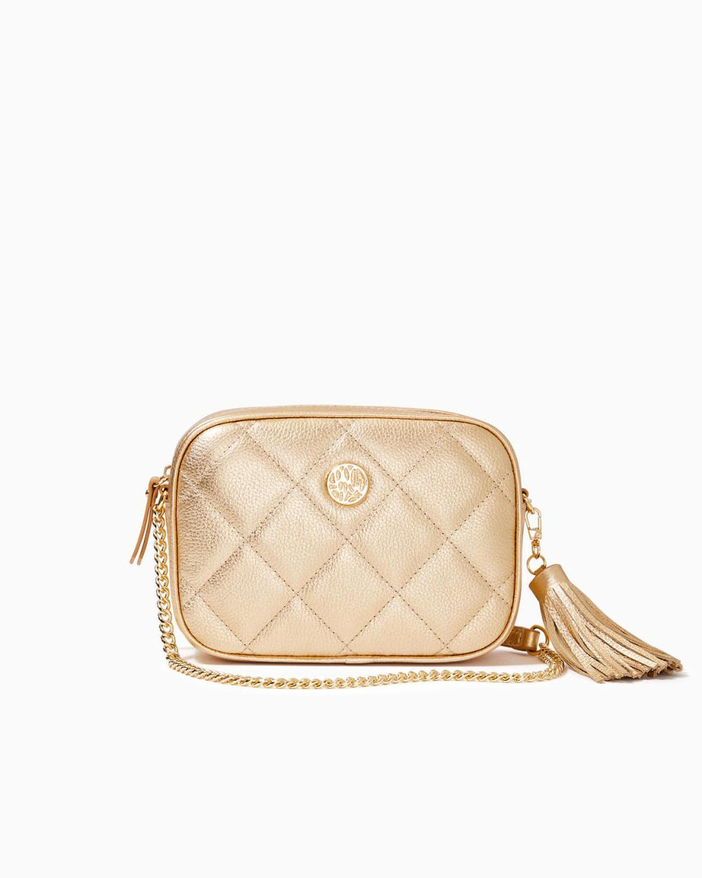 Lilly Pulitzer Dessa Leather Crossbody Bag Gold Metallic | Women Bags