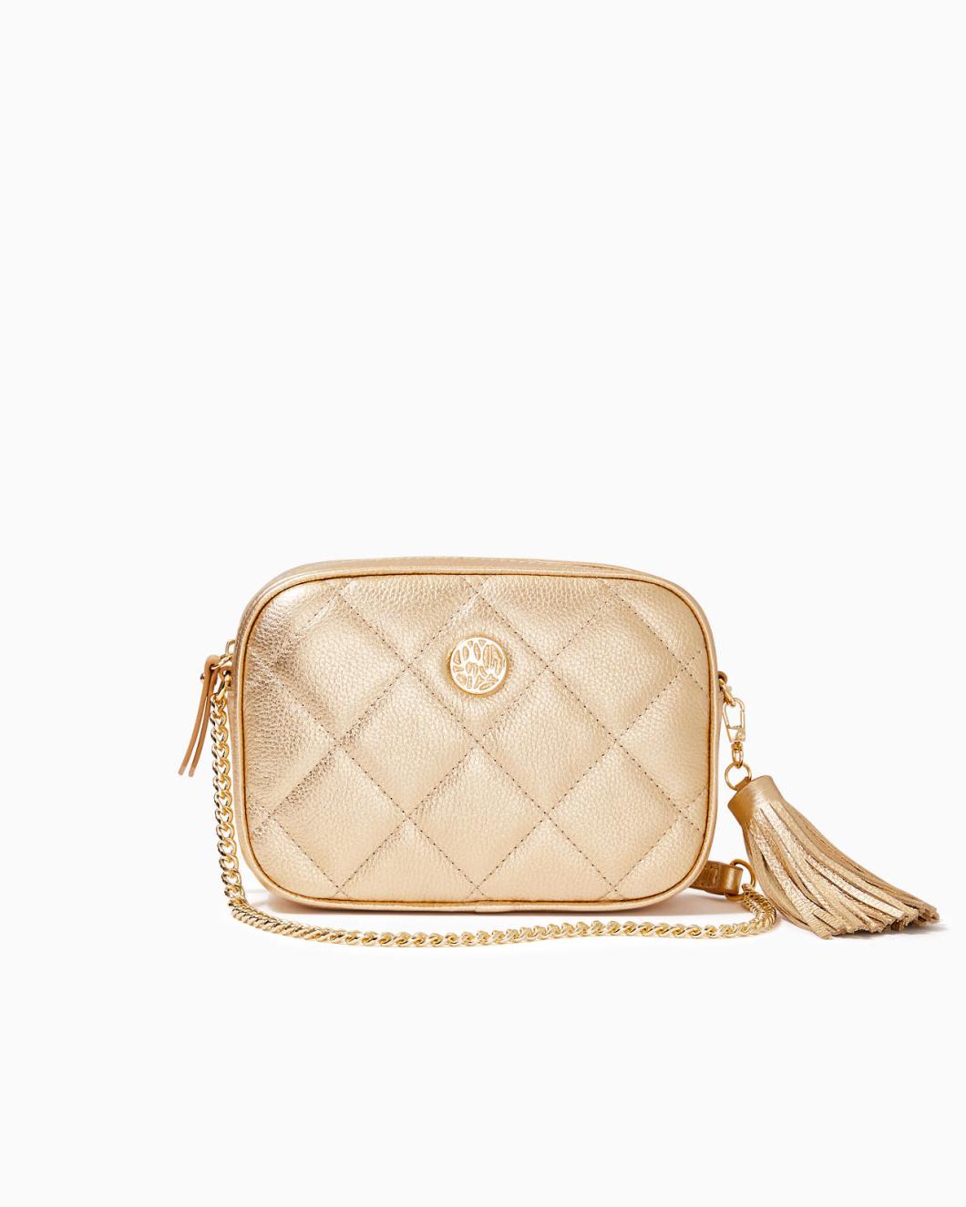 Lilly Pulitzer Dessa Leather Crossbody Bag Gold Metallic | Women Bags