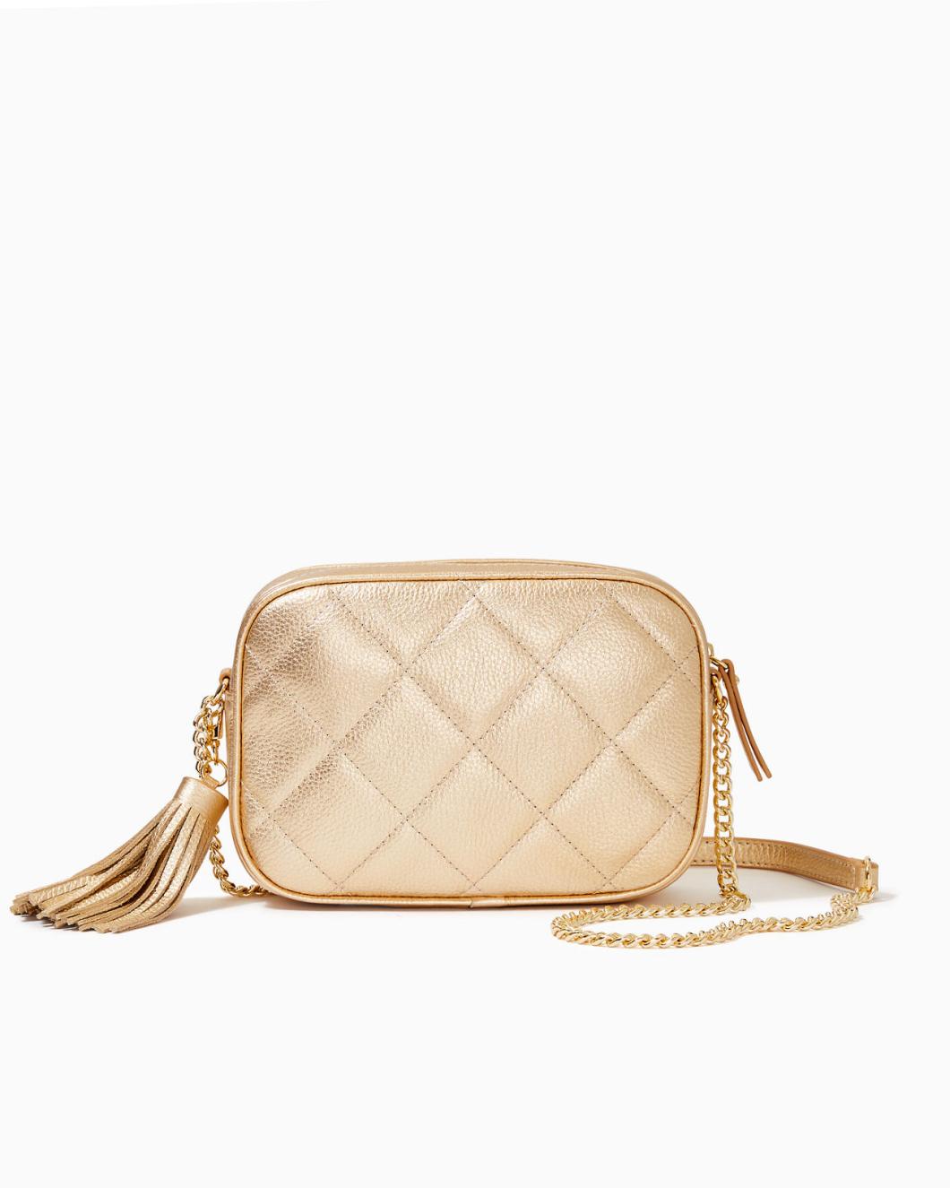 Lilly Pulitzer Dessa Leather Crossbody Bag Gold Metallic | Women Bags