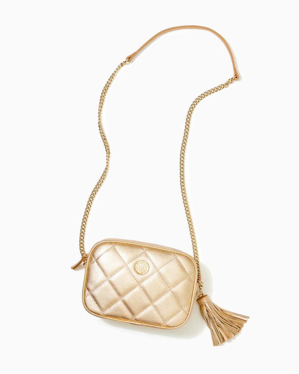 Lilly Pulitzer Dessa Leather Crossbody Bag Gold Metallic | Women Bags