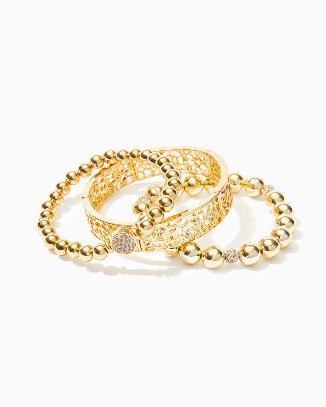 Lilly Pulitzer Devine Bracelet Set Gold Metallic | Women Jewelry