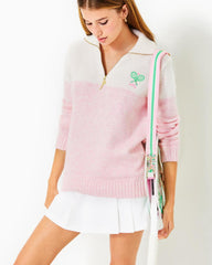 Lilly Pulitzer Dorset Collared Sweater Pastel Confetti Pink On The Court Colorblock | Women Tops