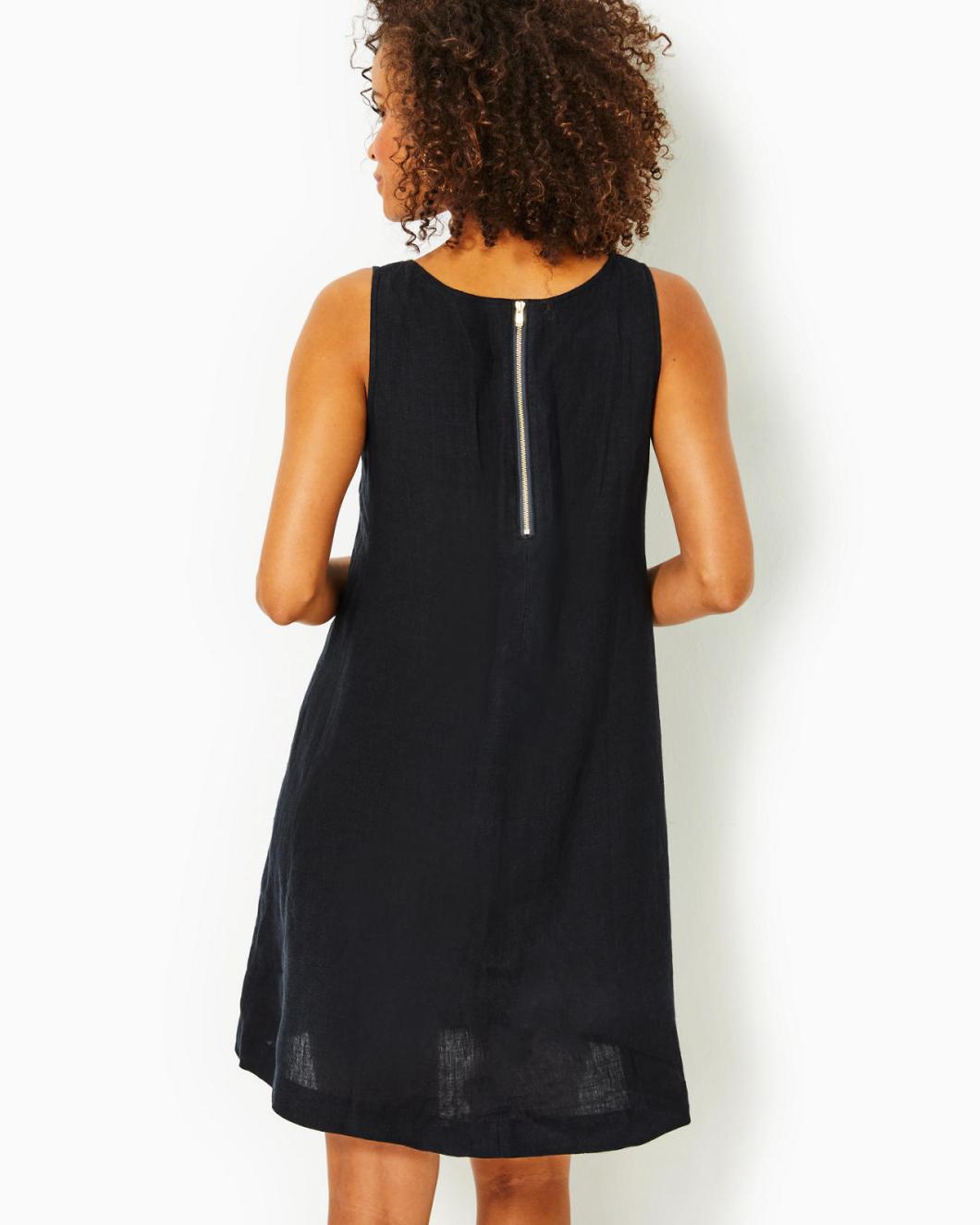 Lilly Pulitzer Edelyn Linen Swing Shift Dress Onyx X Onyx | Women Shift Dresses