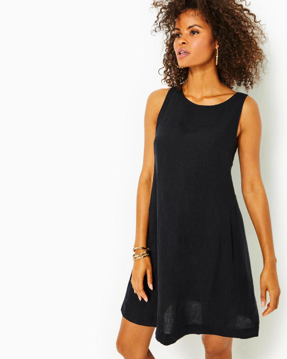 Lilly Pulitzer Edelyn Linen Swing Shift Dress Onyx X Onyx | Women Shift Dresses
