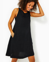 Lilly Pulitzer Edelyn Linen Swing Shift Dress Onyx X Onyx | Women Shift Dresses