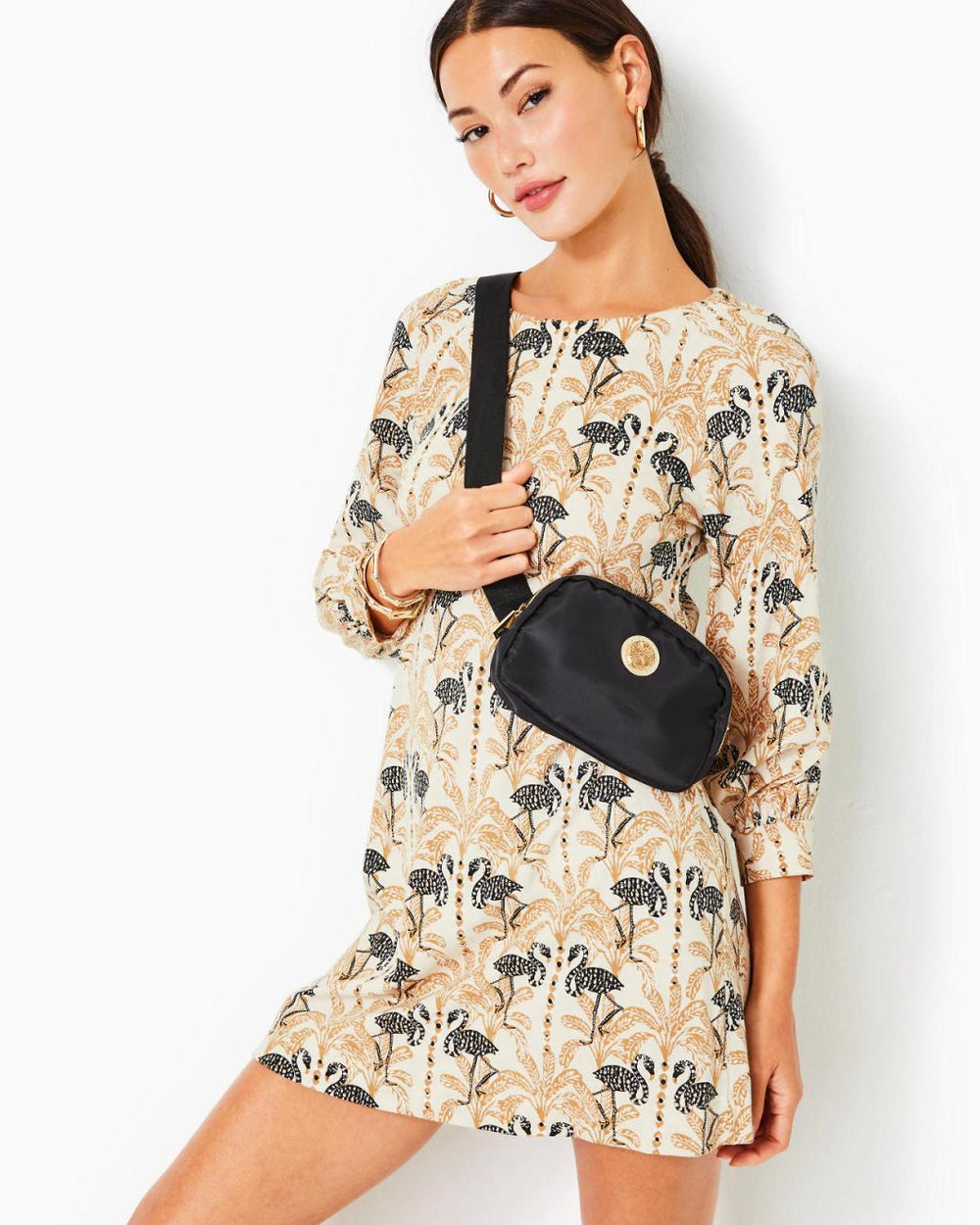 Lilly Pulitzer Elianna Cotton T-Shirt Dress Deeper Coconut Lil Stir It Up | Women A-Line/Easy Dresses