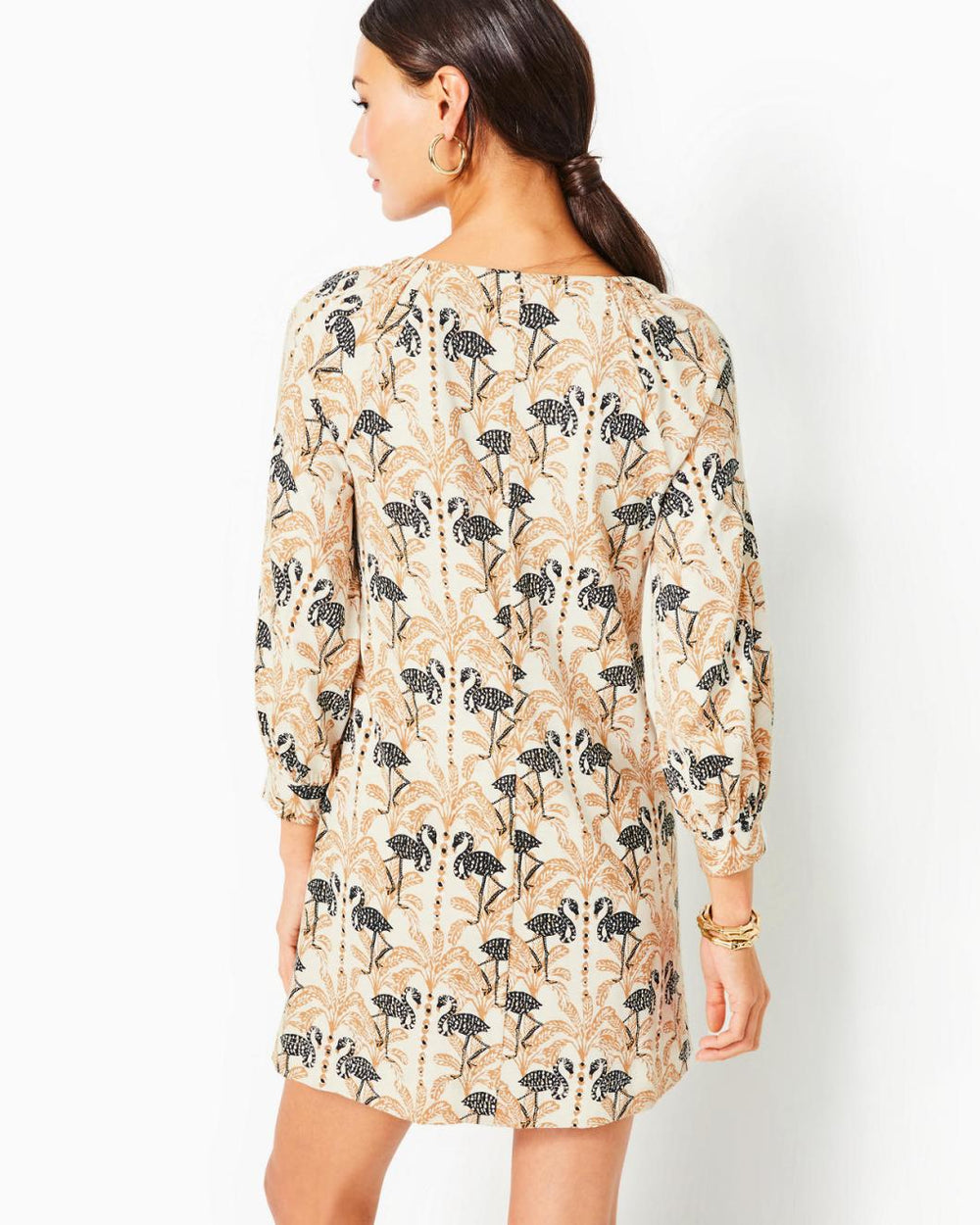 Lilly Pulitzer Elianna Cotton T-Shirt Dress Deeper Coconut Lil Stir It Up | Women A-Line/Easy Dresses