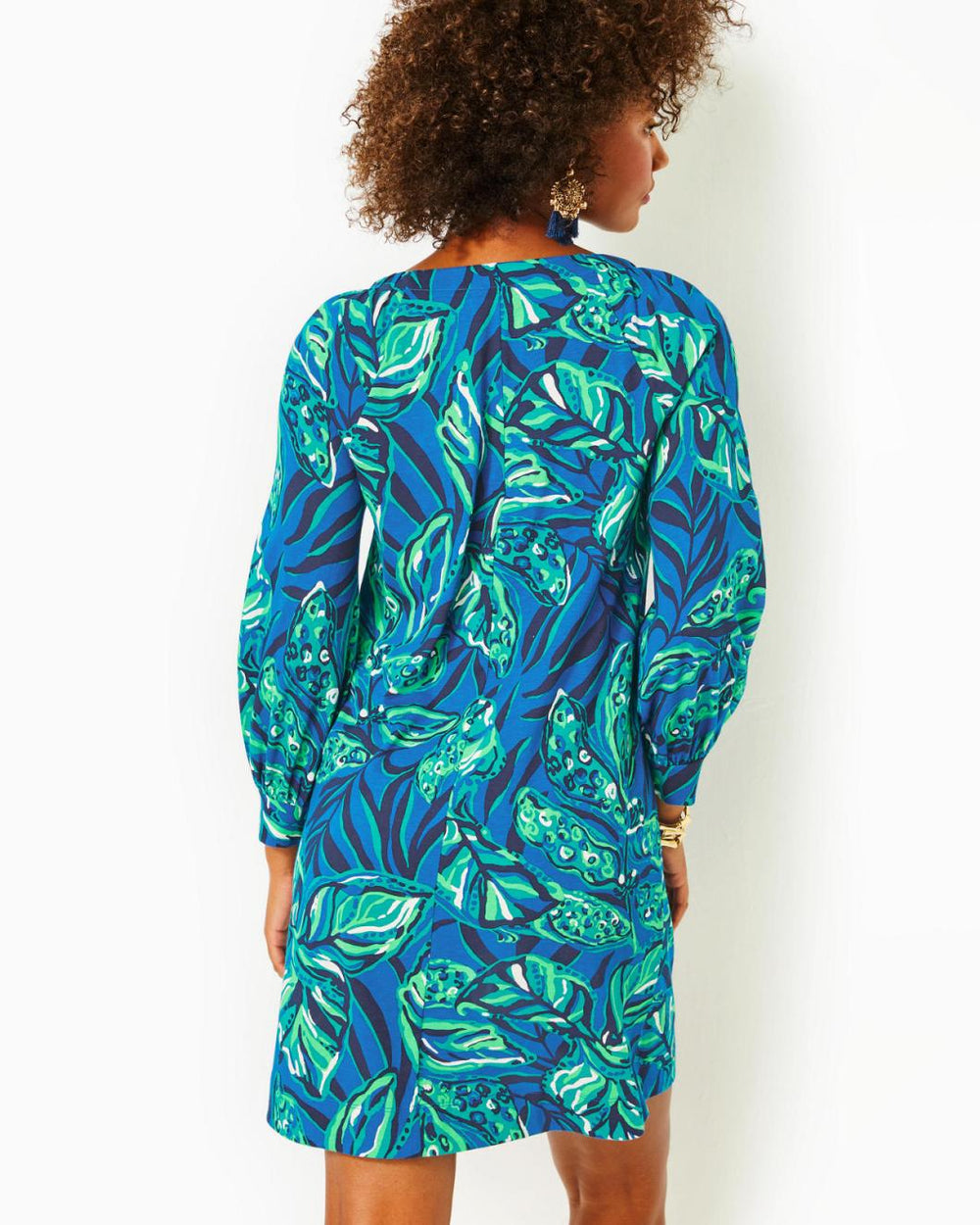 Lilly Pulitzer Elianna Cotton T-Shirt Dress Indigo Breeze Shady Gators | Women A-Line/Easy Dresses