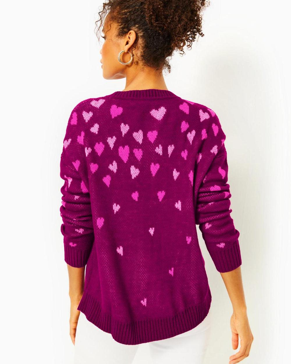 Lilly Pulitzer Elizabelle Sweater Mulberry Ombre Heart Jacquard | Women Tops