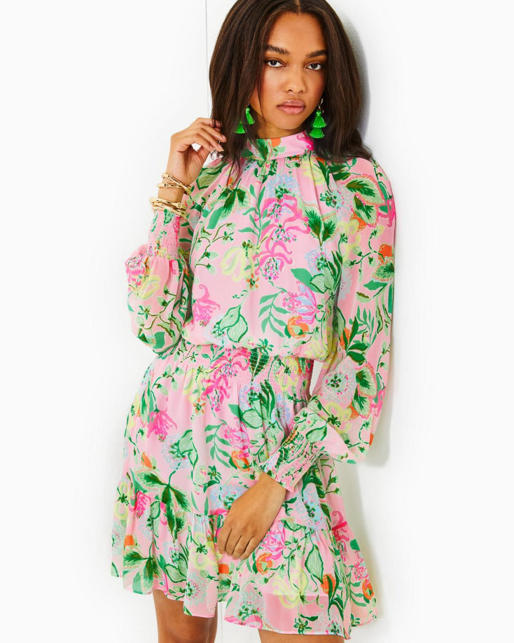 Lilly Pulitzer Ellielynn Long Sleeve Dress Multi Via Amore Spritzer | Women A-Line/Easy Dresses