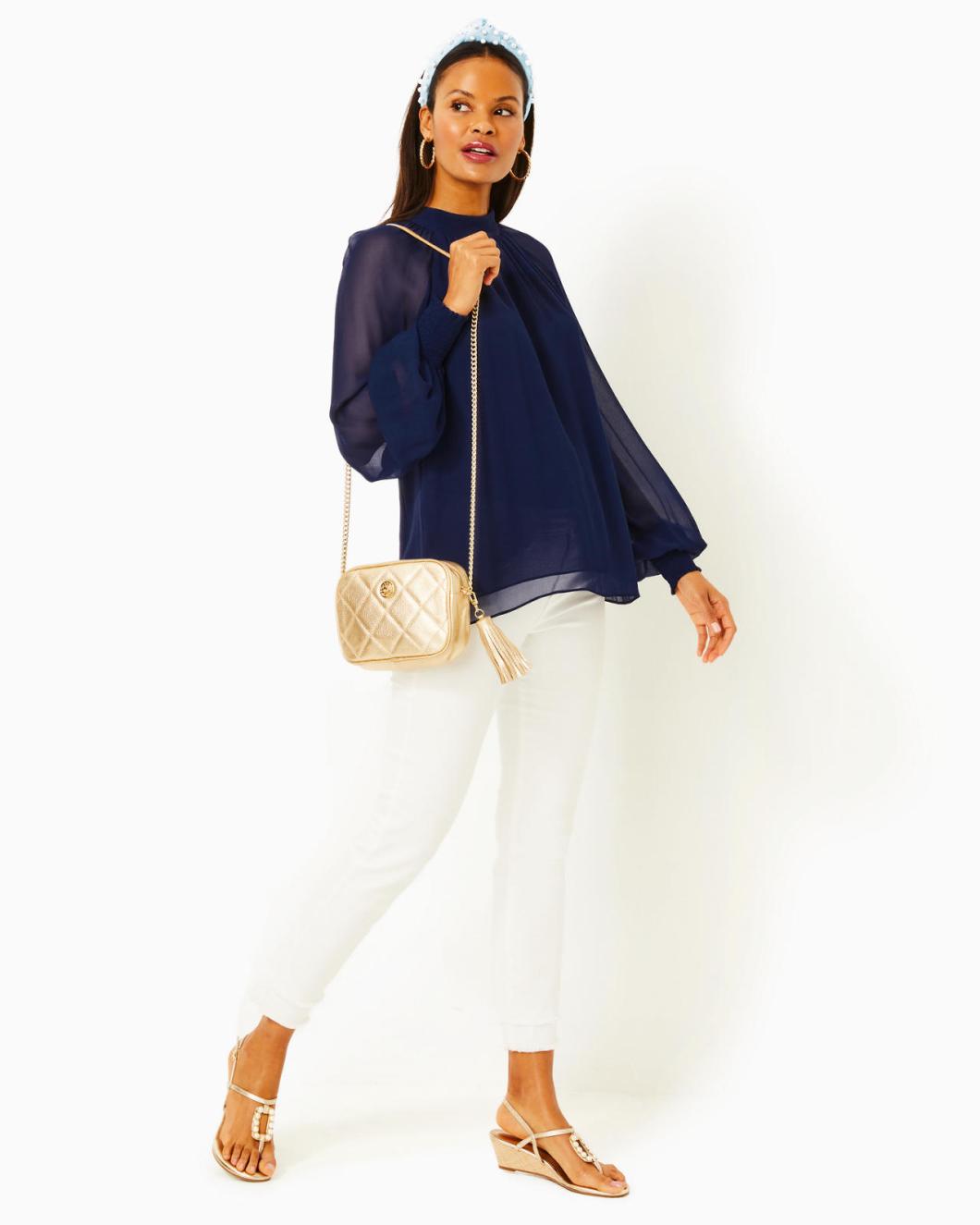 Lilly Pulitzer Ellielynn Long Sleeve Top Low Tide Navy | Women Tops