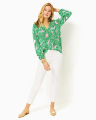 Lilly Pulitzer Elsa Silk Top Conch Shell Pink Lets Go Bananas | Women Tops