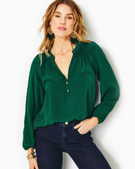 Lilly Pulitzer Elsa Silk Top Evergreen | Women Tops