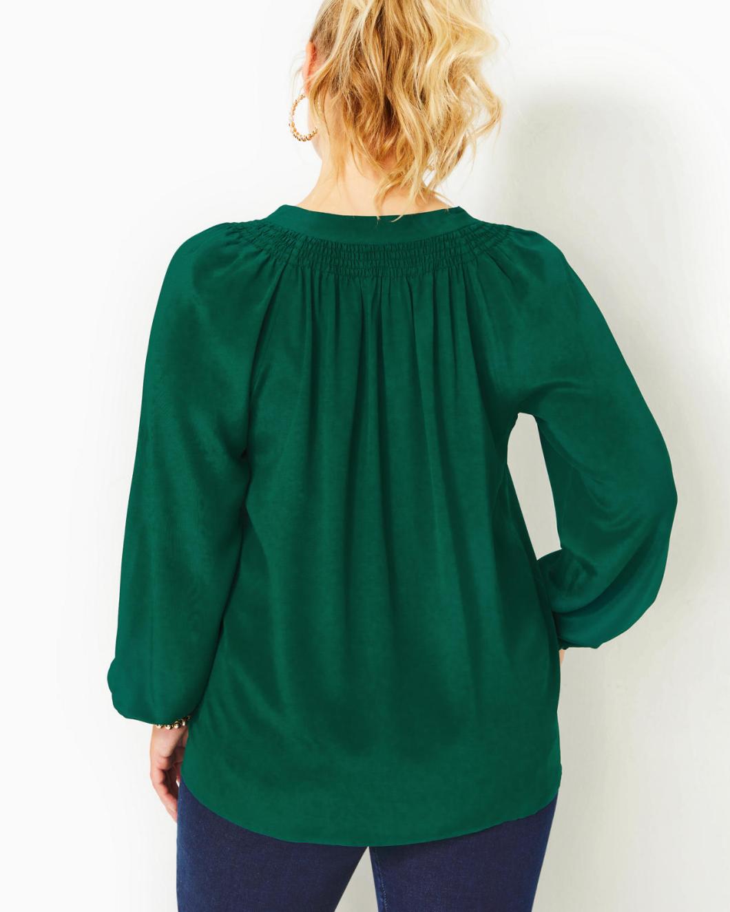 Lilly Pulitzer Elsa Silk Top Evergreen | Women Tops