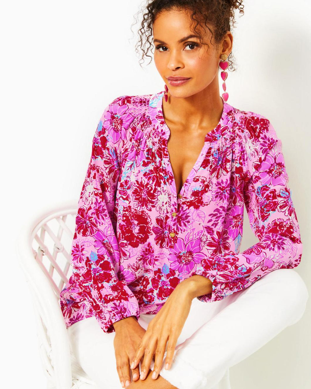 Lilly Pulitzer Elsa Silk Top Lilac Thistle In The Wild Flowers | Women Tops