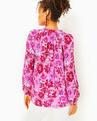 Lilly Pulitzer Elsa Silk Top Lilac Thistle In The Wild Flowers | Women Tops