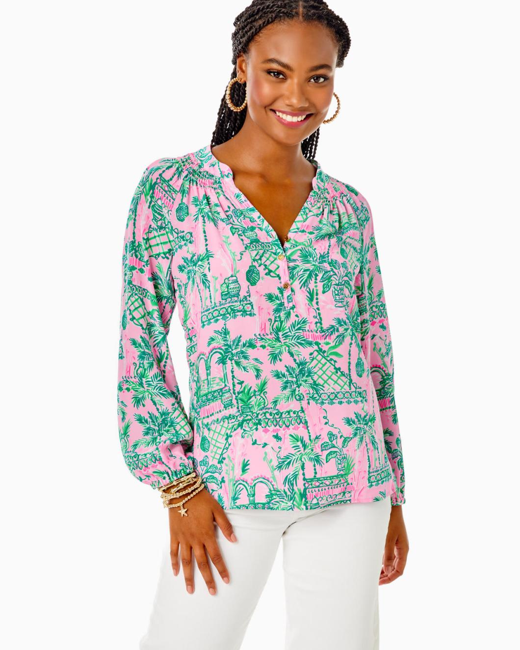 Lilly Pulitzer Elsa Silk Top Mandevilla Baby Always Worth It | Women Tops