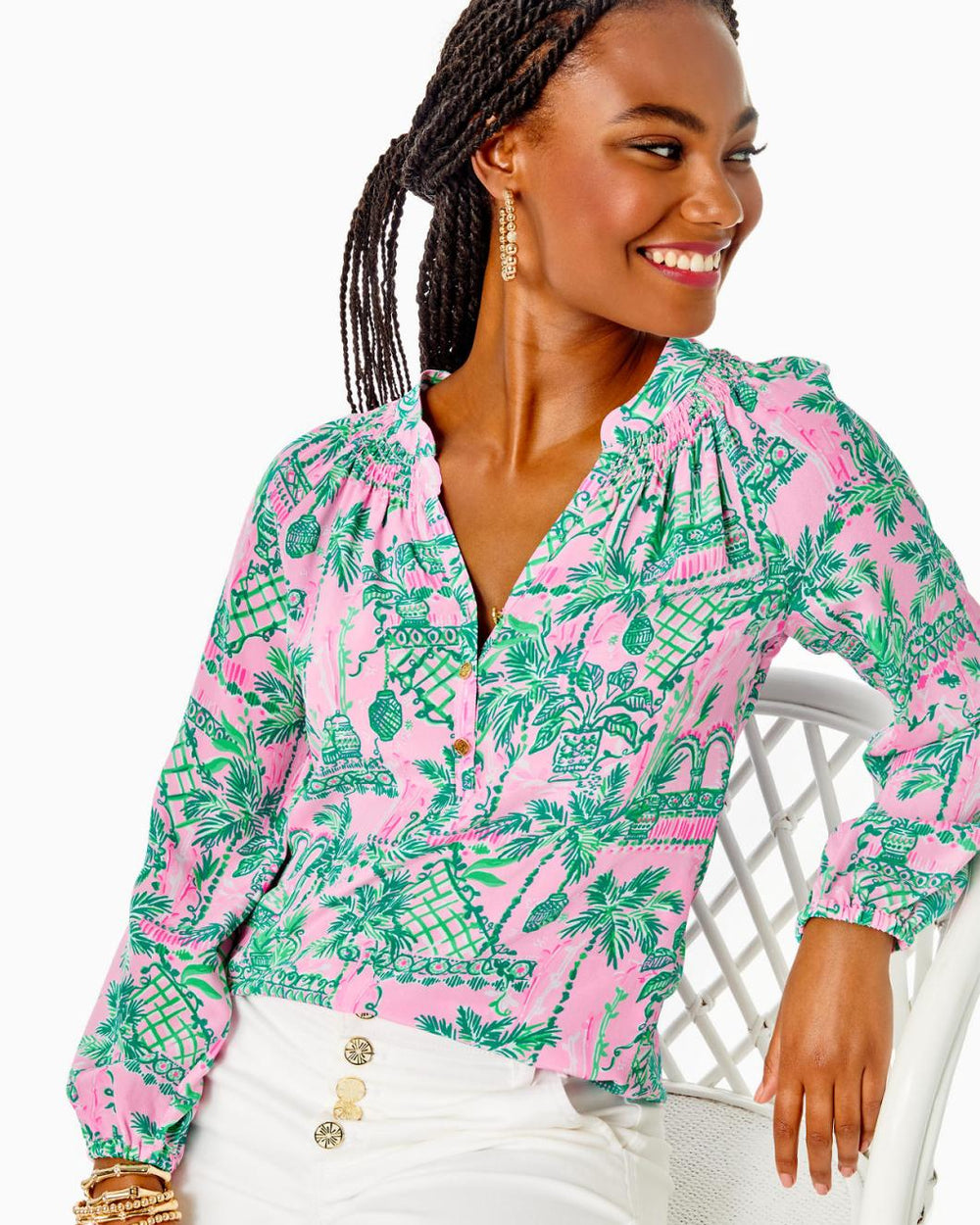 Lilly Pulitzer Elsa Silk Top Mandevilla Baby Always Worth It | Women Tops