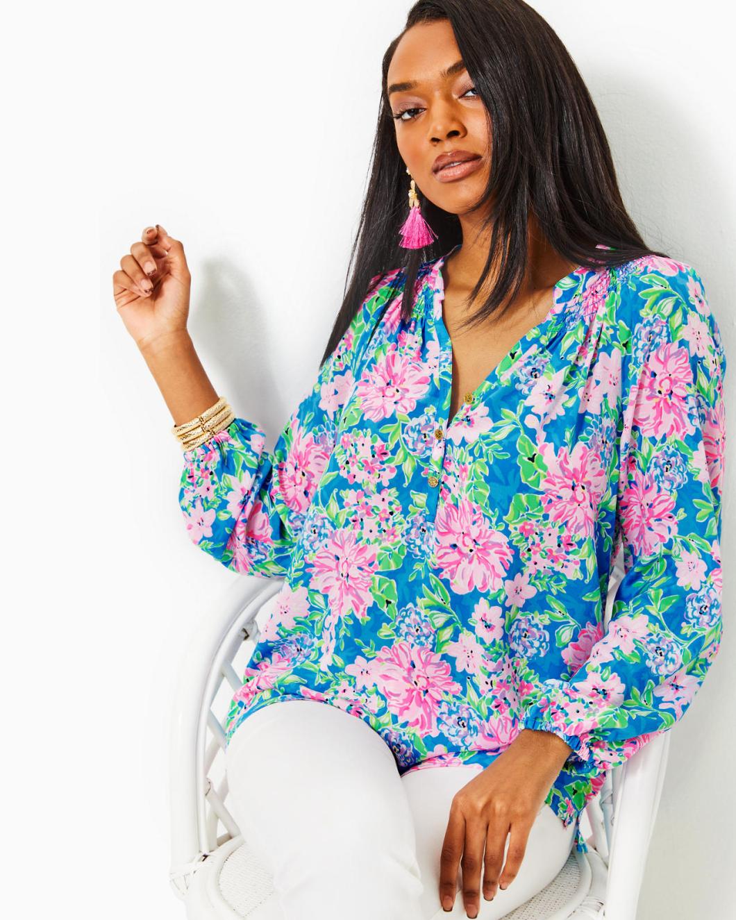 Lilly Pulitzer Elsa Silk Top Multi Spring In Your Step | Women Tops