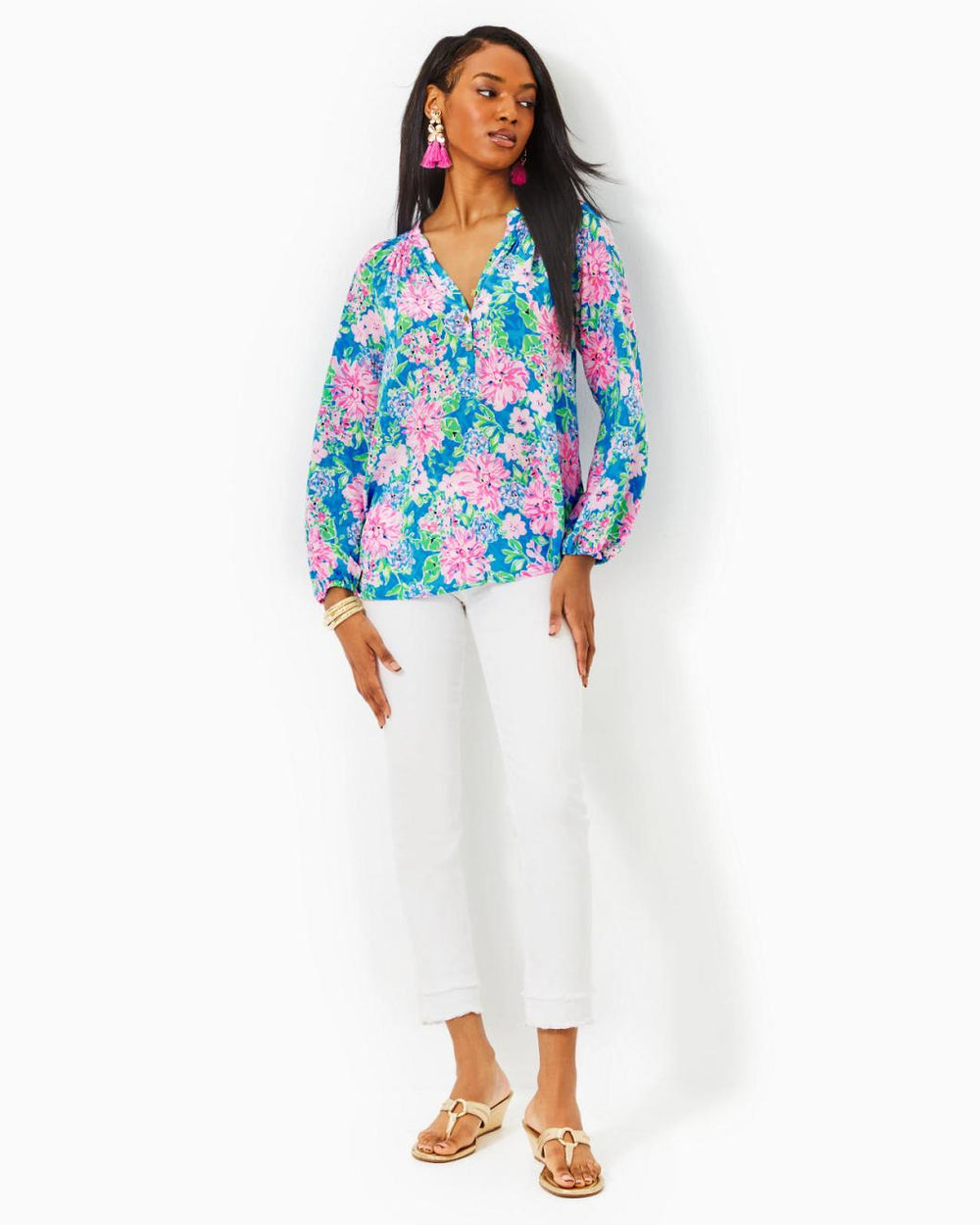 Lilly Pulitzer Elsa Silk Top Multi Spring In Your Step | Women Tops