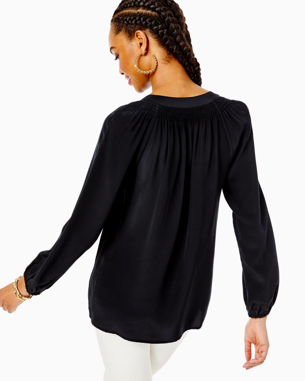 Lilly Pulitzer Elsa Silk Top Onyx | Women Tops