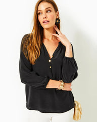Lilly Pulitzer Elsa Silk Top Onyx | Women Tops