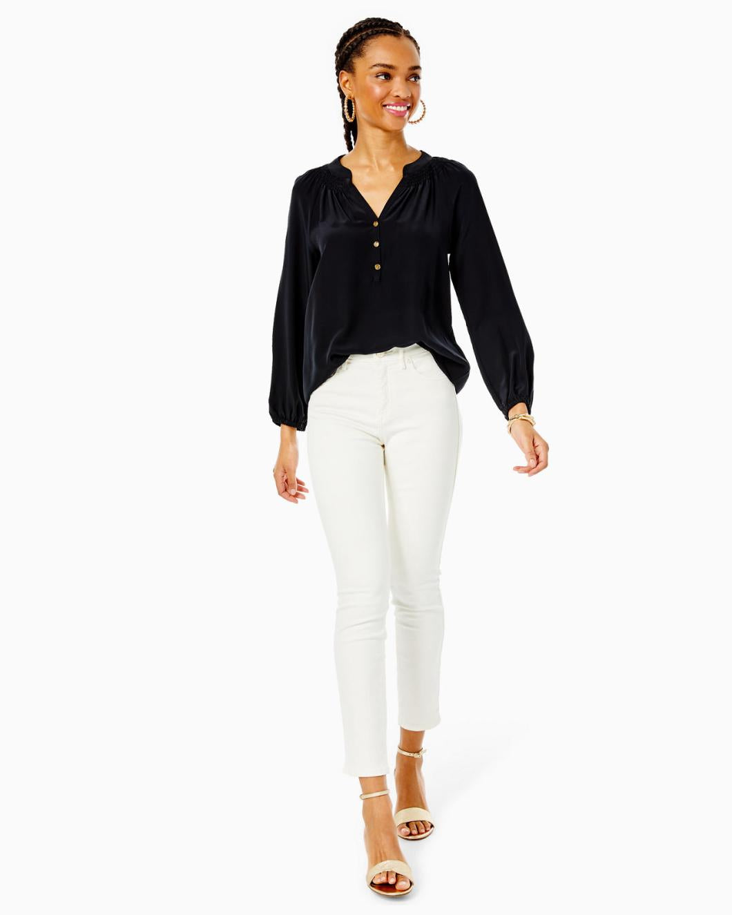 Lilly Pulitzer Elsa Silk Top Onyx | Women Tops