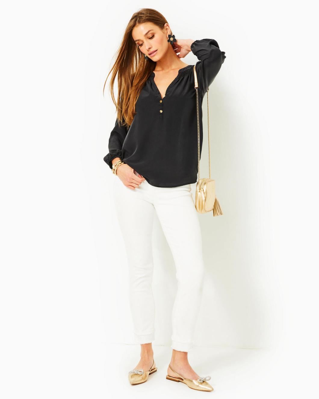 Lilly Pulitzer Elsa Silk Top Onyx | Women Tops