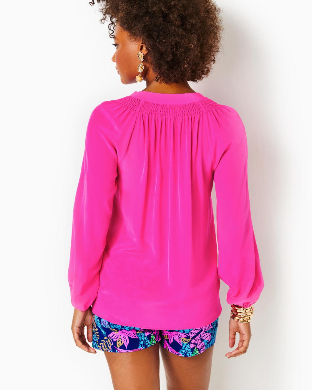 Lilly Pulitzer Elsa Silk Top Pink Palms | Women Tops
