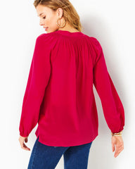 Lilly Pulitzer Elsa Silk Top Poinsettia Red | Women Tops