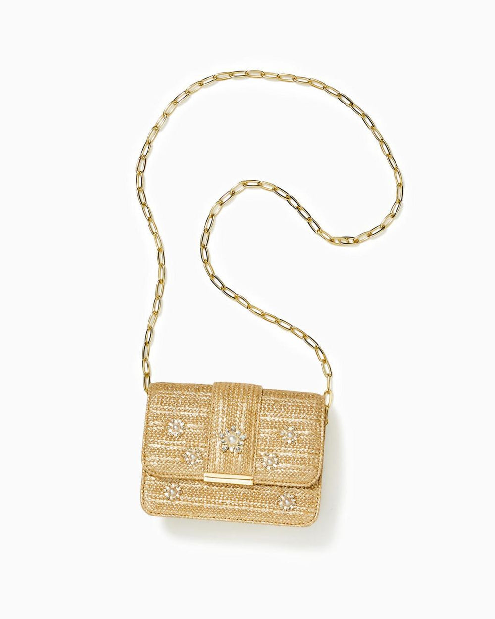 Lilly Pulitzer Emmeline Straw Crossbody Bag Gold Metallic | Women Bags