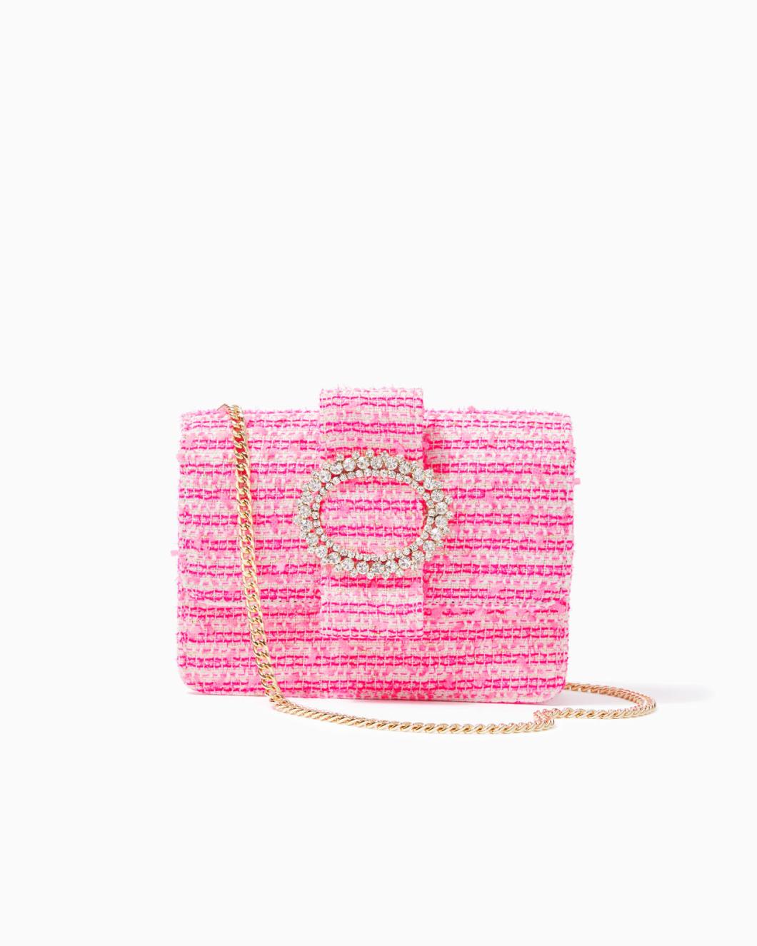Lilly Pulitzer Emmeline Tweed Crossbody Bag Pink Palms Fantasy Tweed | Women Bags