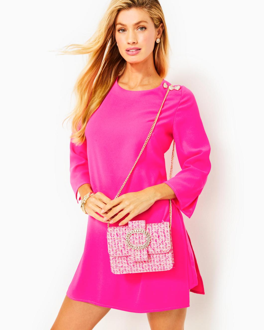 Lilly Pulitzer Emmeline Tweed Crossbody Bag Pink Palms Fantasy Tweed | Women Bags