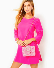 Lilly Pulitzer Emmeline Tweed Crossbody Bag Pink Palms Fantasy Tweed | Women Bags