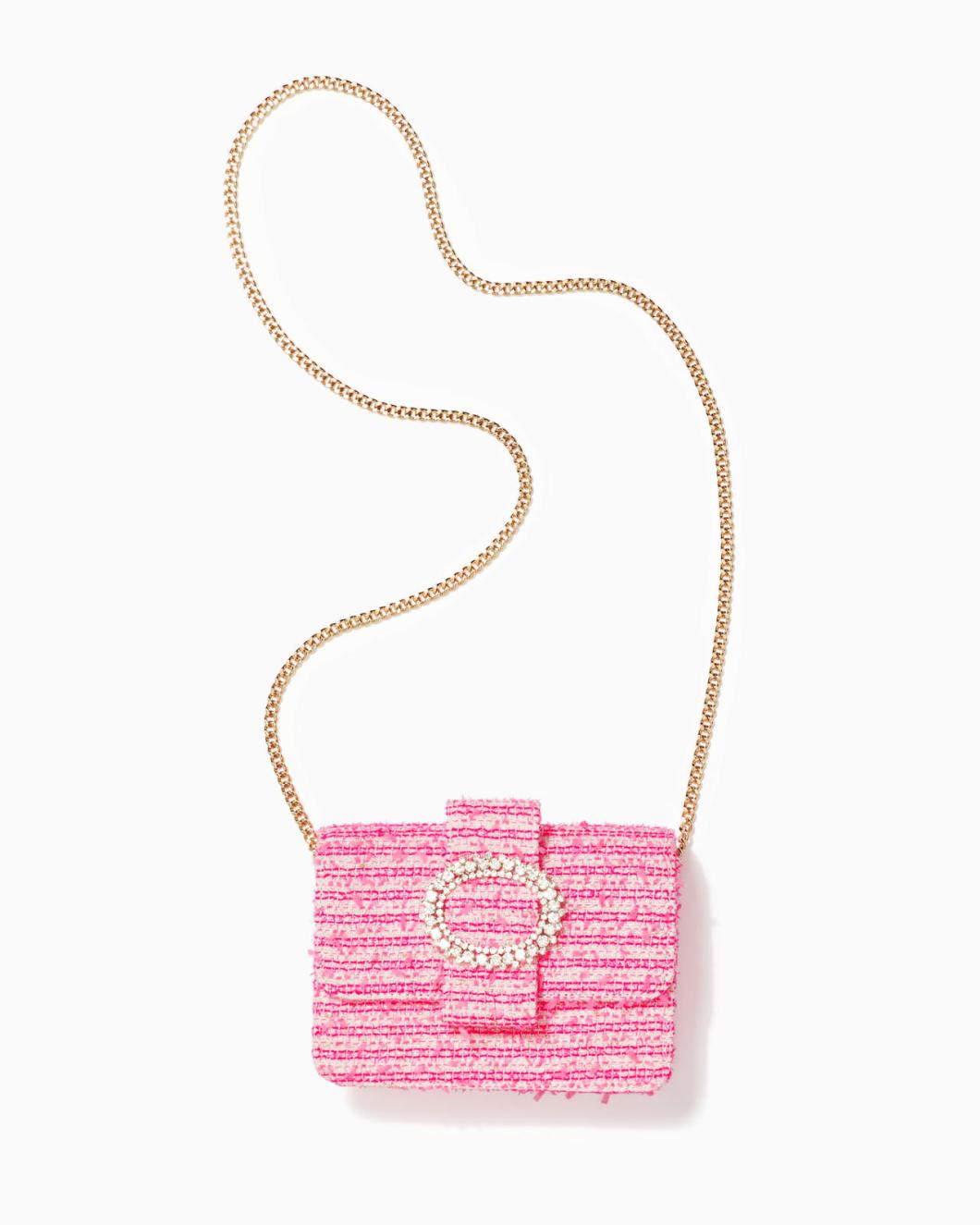 Lilly Pulitzer Emmeline Tweed Crossbody Bag Pink Palms Fantasy Tweed | Women Bags