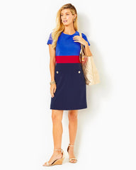 Lilly Pulitzer Emmerson Shift Dress Alba Blue Tricolor Colorblocked Knit Dress | Women Shift Dresses