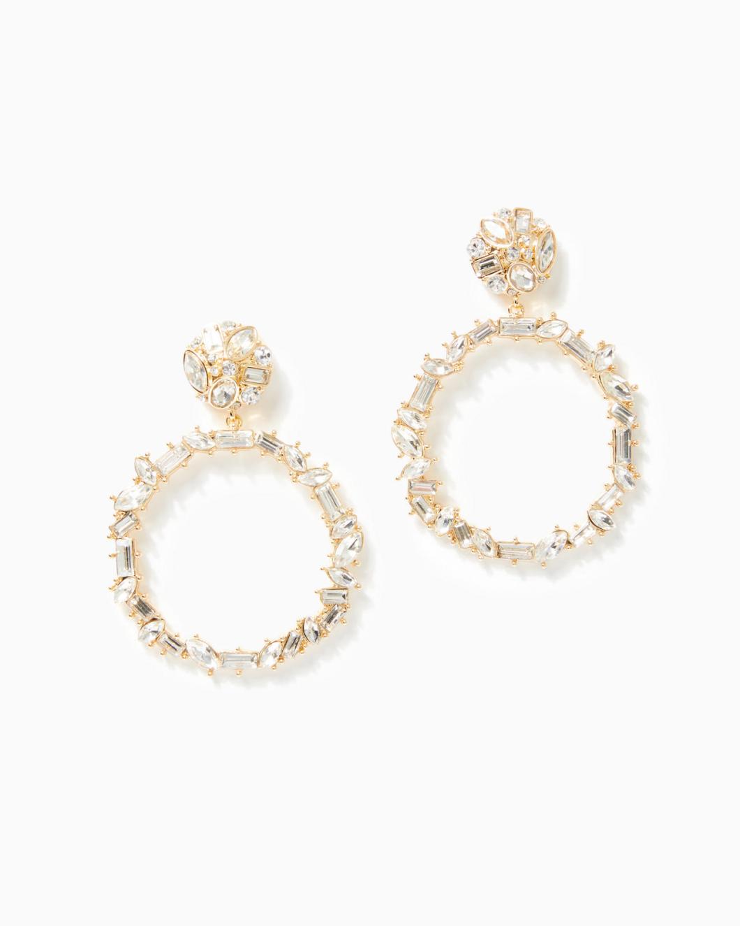 Lilly Pulitzer Enchanted Escape Doorknocker Earrings Gold Metallic | Women Jewelry