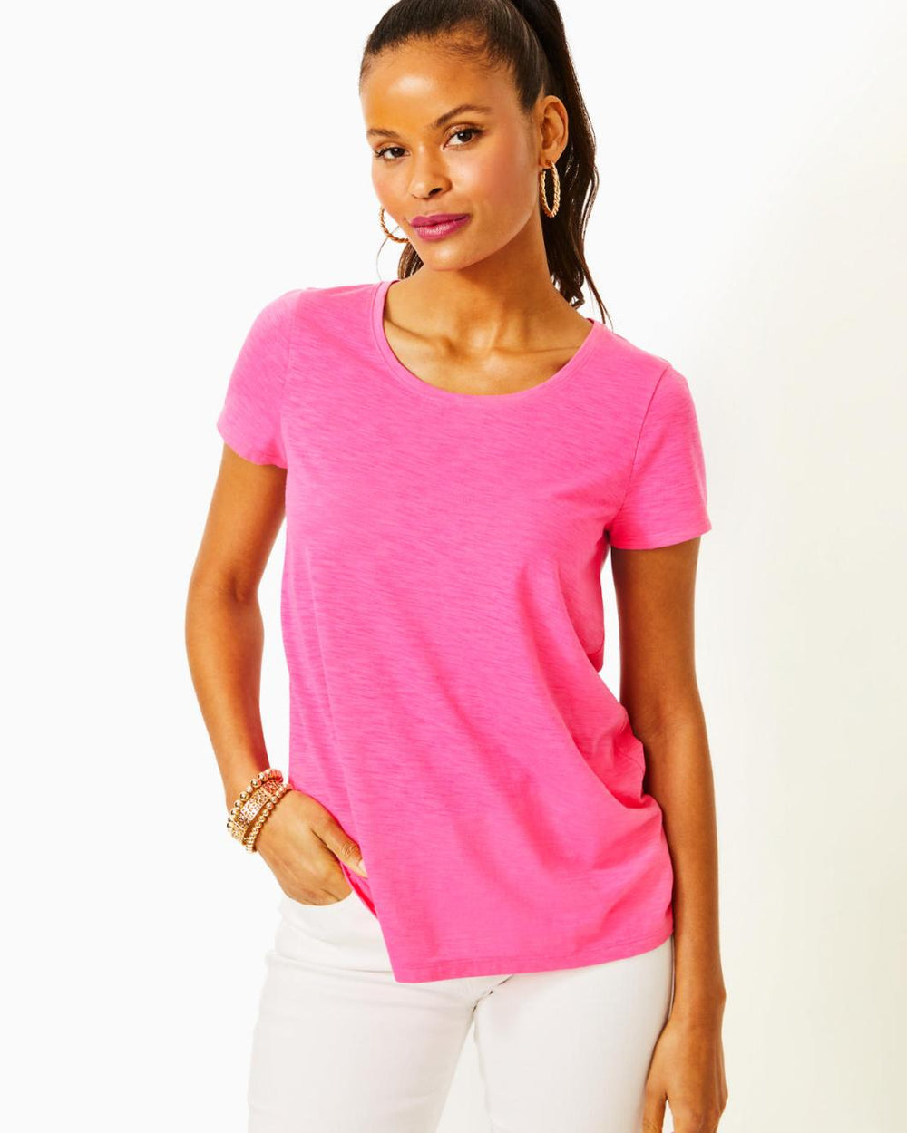 Lilly Pulitzer Etta Scoopneck Top Roxie Pink | Women Tops