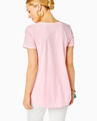 Lilly Pulitzer Etta V-Neck Cotton Top Calla Lilly Pink | Women Tops