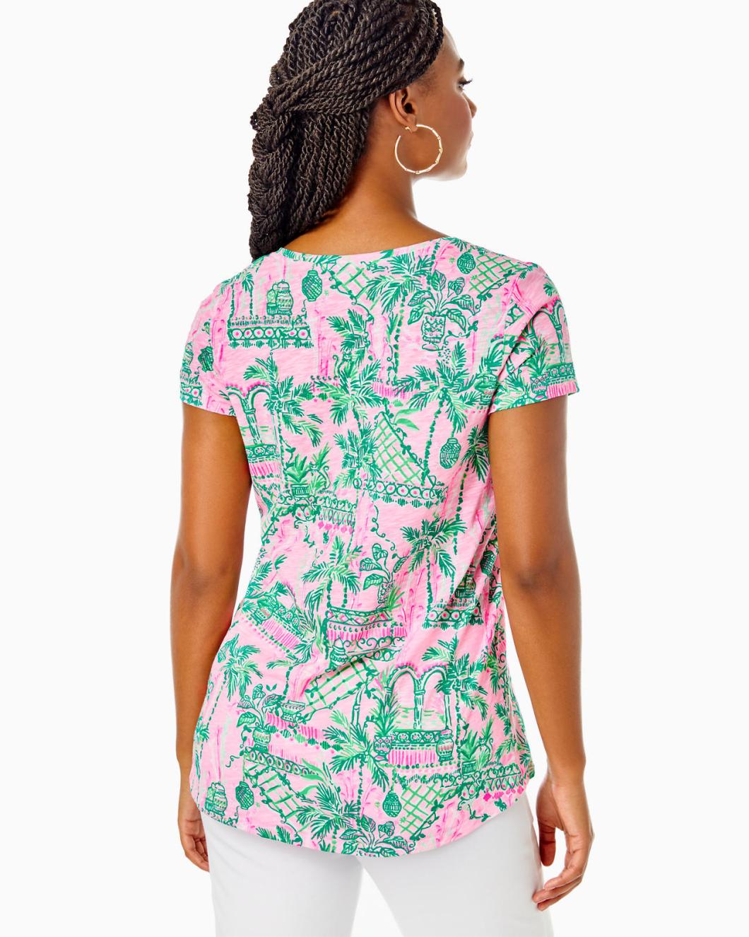 Lilly Pulitzer Etta V-Neck Cotton Top Mandevilla Baby Always Worth It | Women Tops