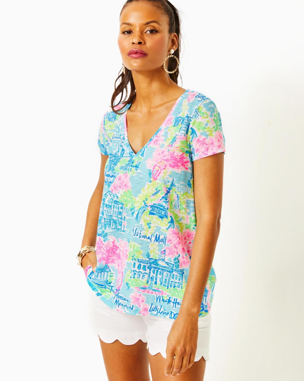 Lilly Pulitzer Etta V-Neck Top Multi Lilly Loves Dc | Women Tops