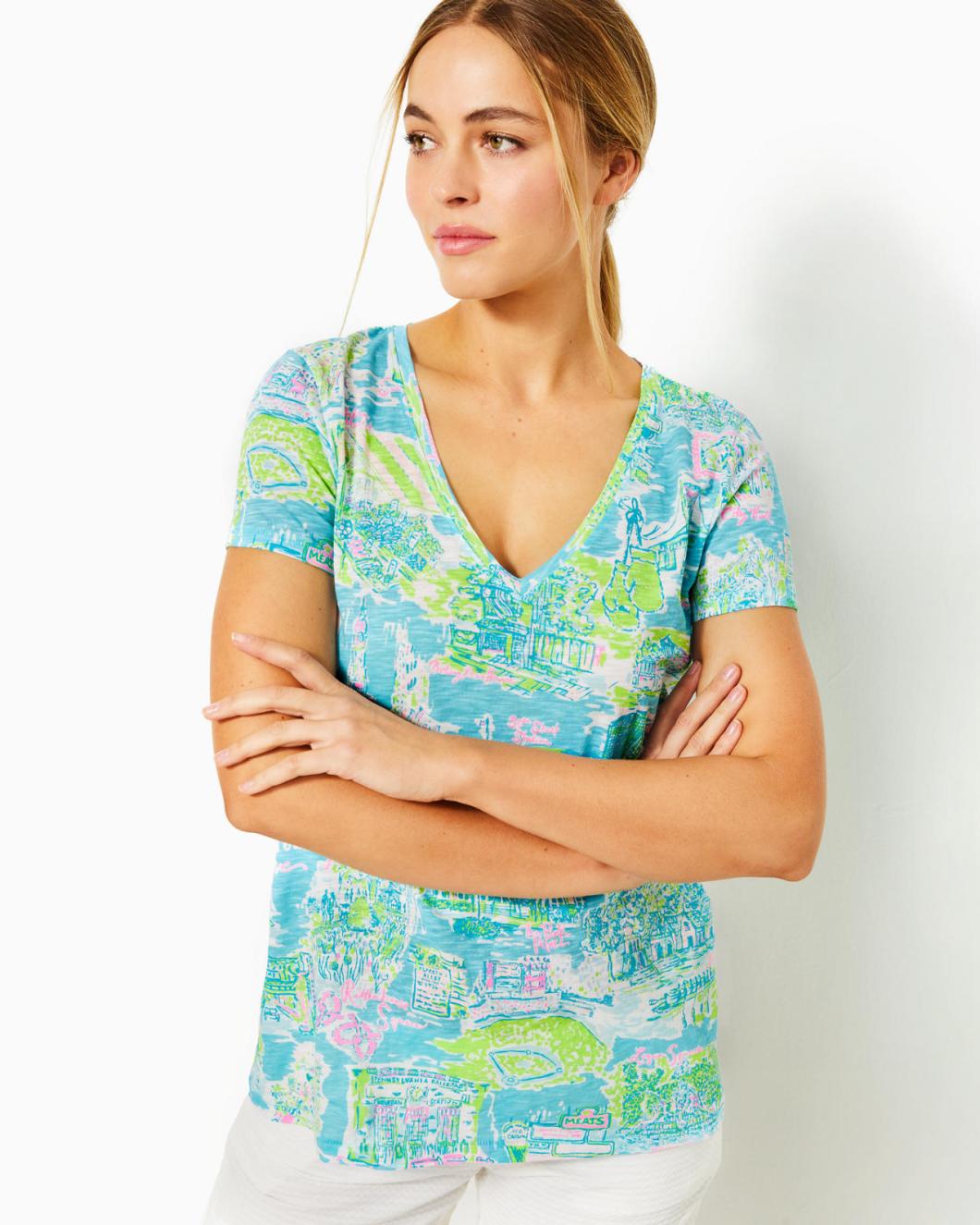 Lilly Pulitzer Etta V-Neck Top Multi Lilly Loves Philly | Women Tops