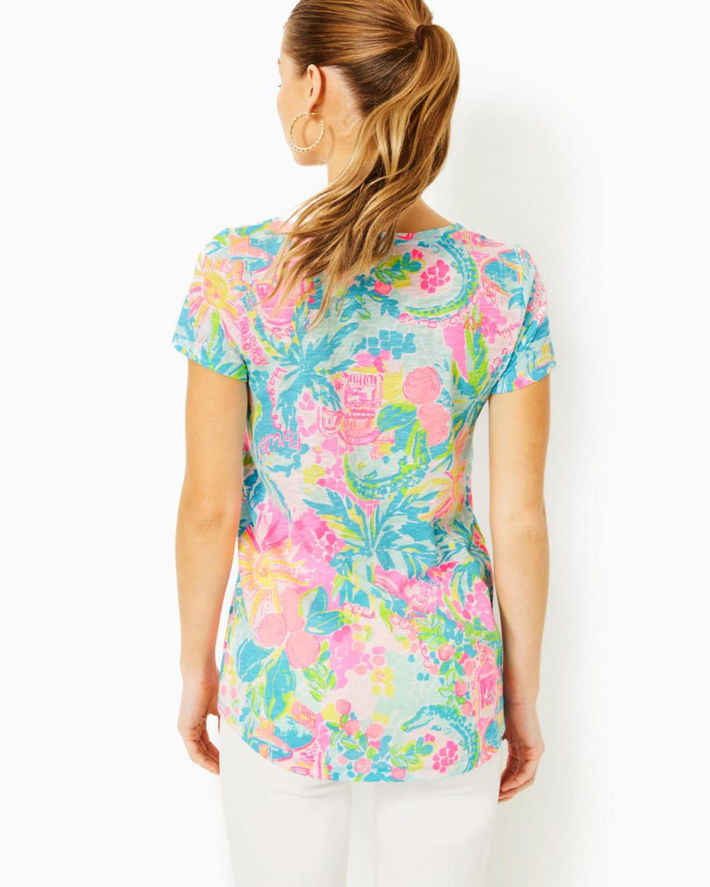 Lilly Pulitzer Etta V-Neck Top Multi Sunshine State Of Mind | Women Tops