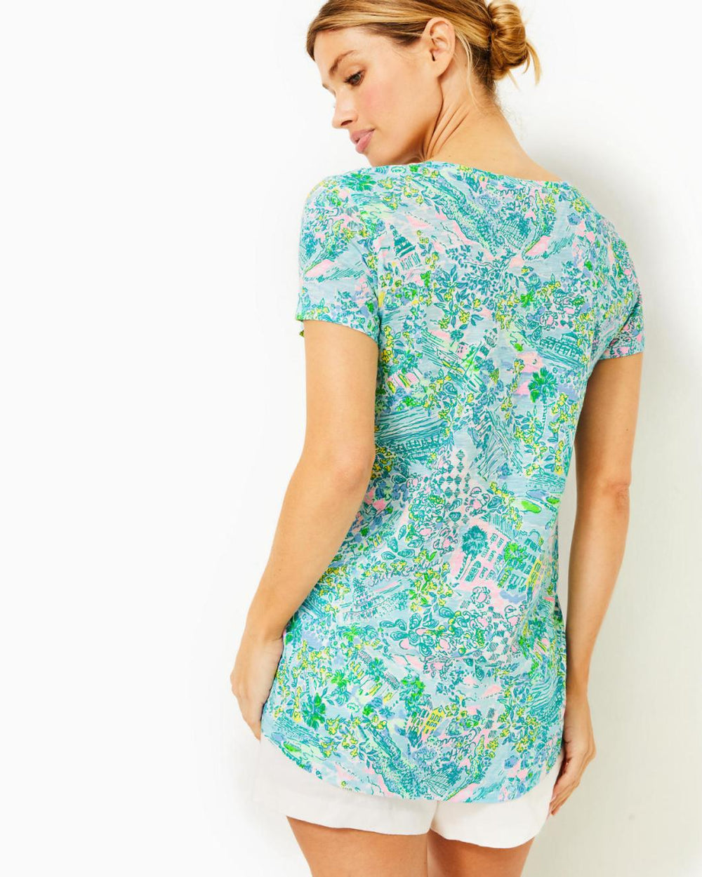 Lilly Pulitzer Etta V-Neck Top Surf Blue Lilly Loves South Carolina | Women Tops