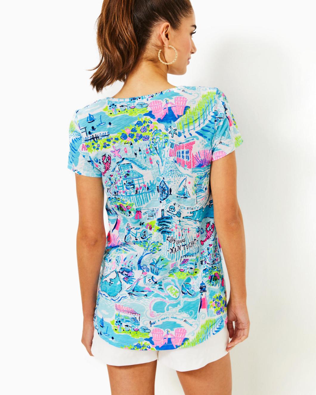 Lilly Pulitzer Etta V-Neck Top Whisper Blue Lilly Loves Nantucket | Women Tops
