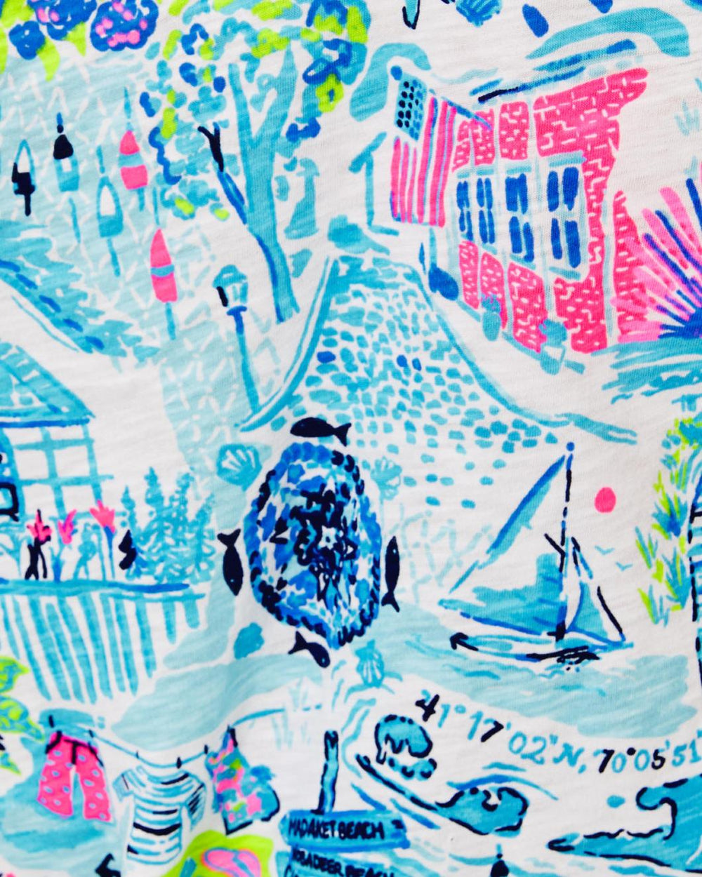 Lilly Pulitzer Etta V-Neck Top Whisper Blue Lilly Loves Nantucket | Women Tops