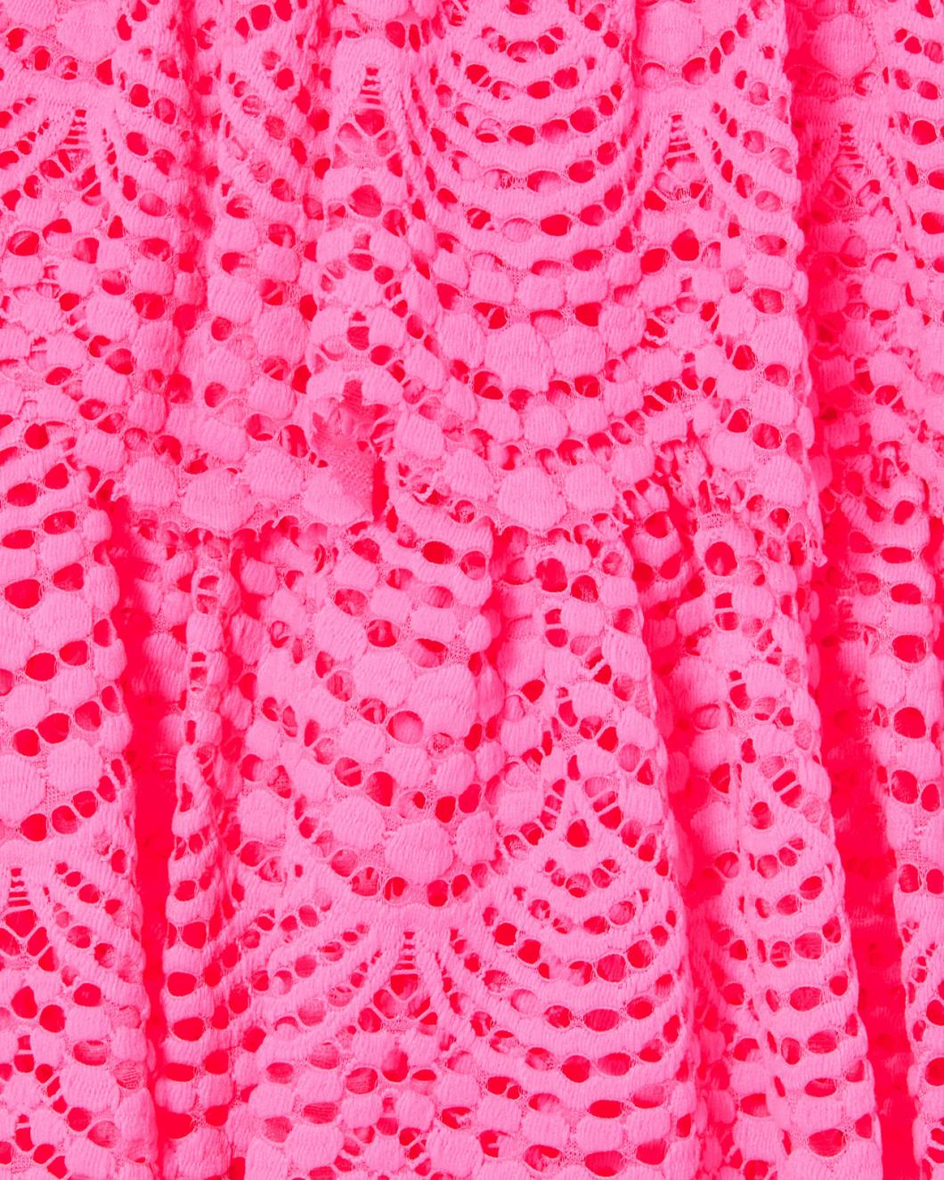 Lilly Pulitzer Faye Lace Ruffle Dress Roxie Pink Scalloped Shell Lace | Women Fit &amp; Flare Dresses